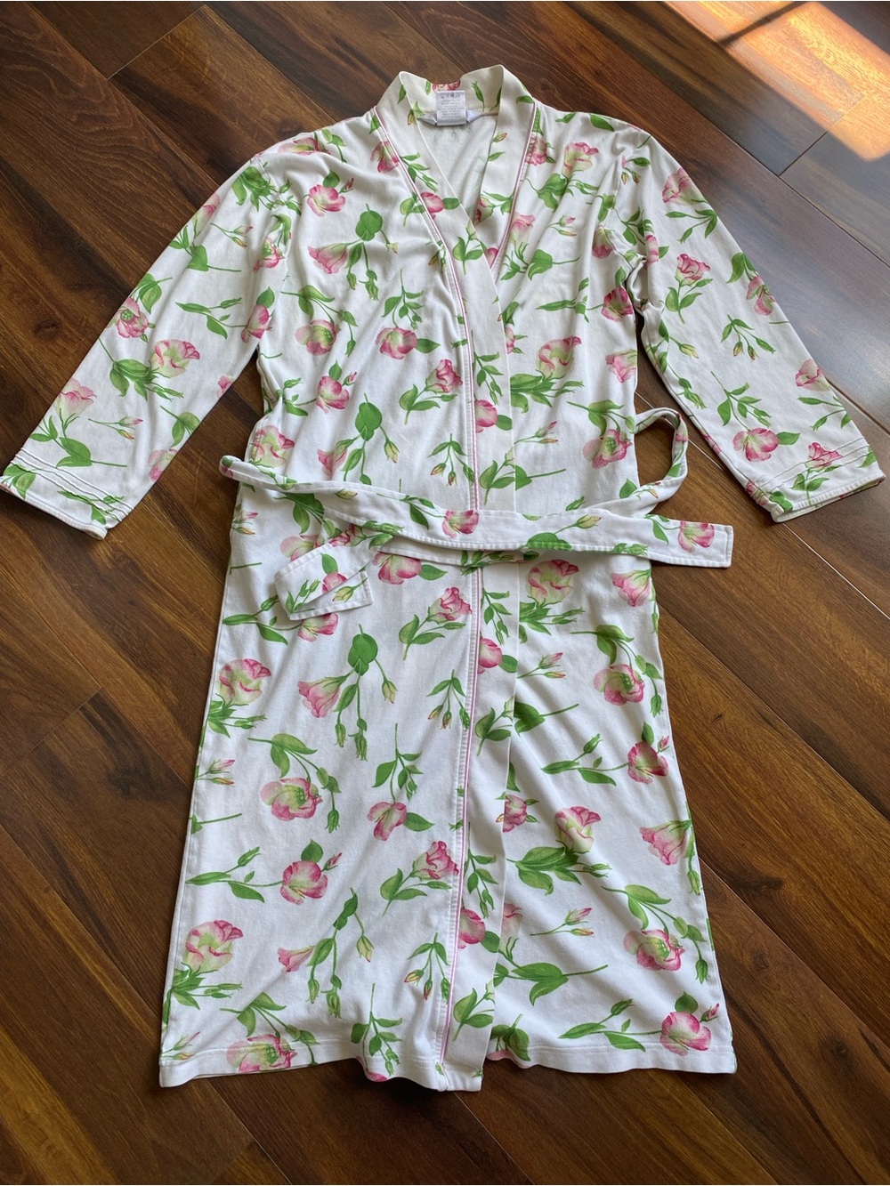 Crabtree & Evelyn Cotton Floral Lightweight Robe With Pockets XS/S